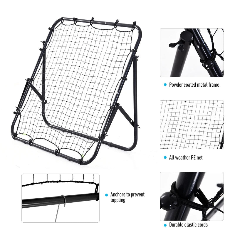 Adjustable Kickback Rebounder Net Goal for Training, Black