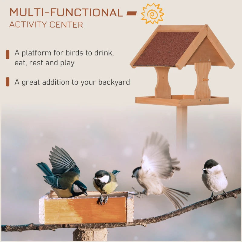 Wooden Bird Feeder Stand with Cross-shaped Support Feet - Weather Resistant