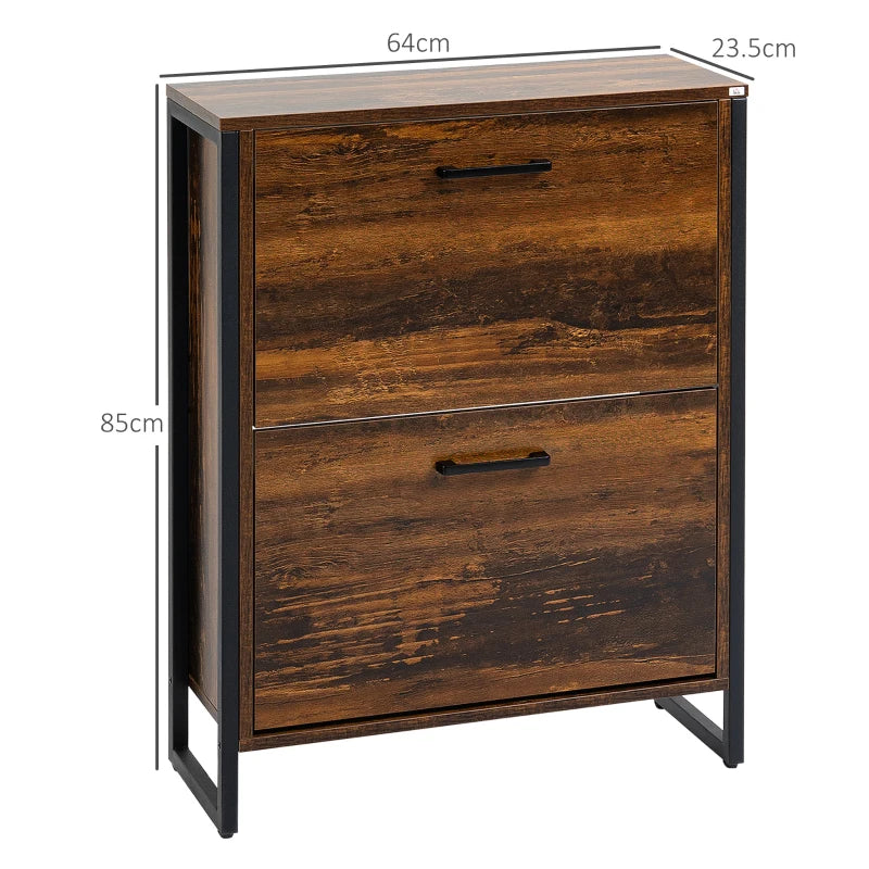 Wood-Effect Shoe Storage Cabinet - 12 Pairs, Two-Door (Color)