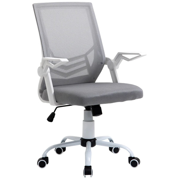 Grey Ergonomic Office Chair with Flip-up Armrest and Lumbar Support