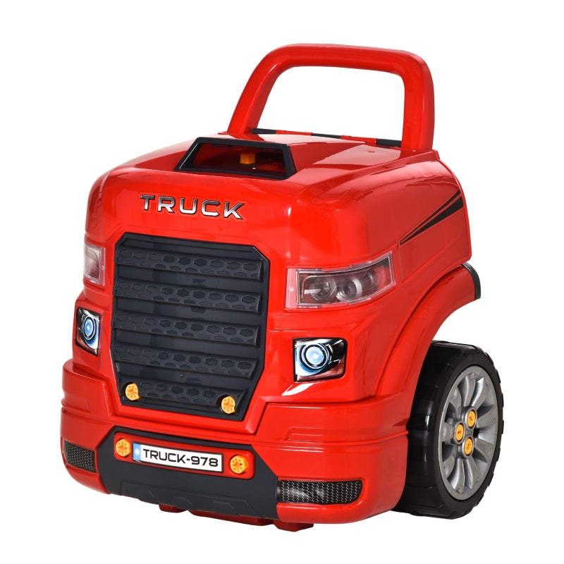 Red Kids Truck Engine Toy Set with RC Car Key