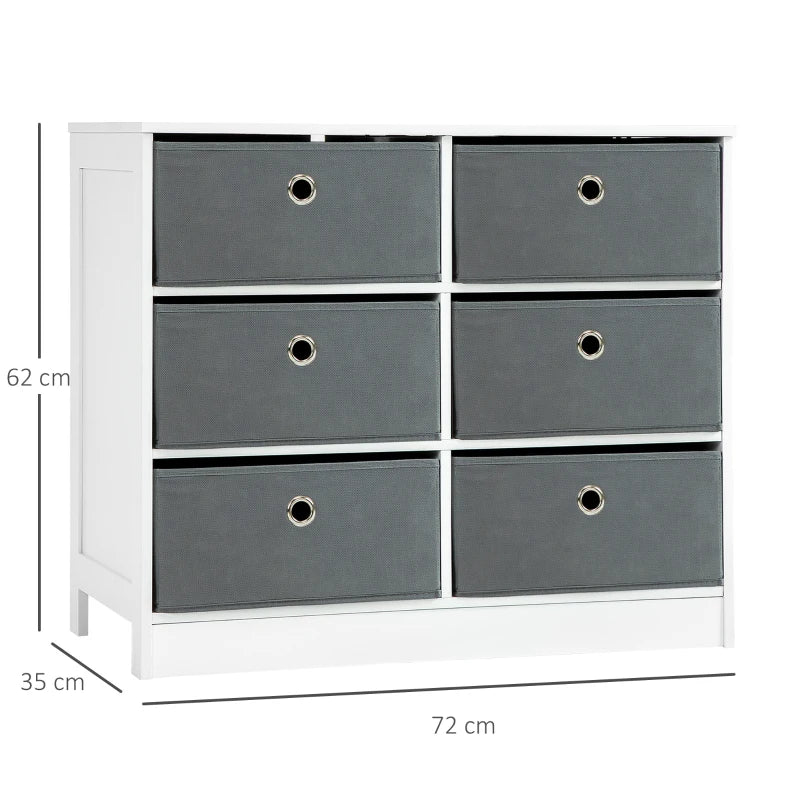 6-Drawer Fabric Storage Cabinet - White/Grey