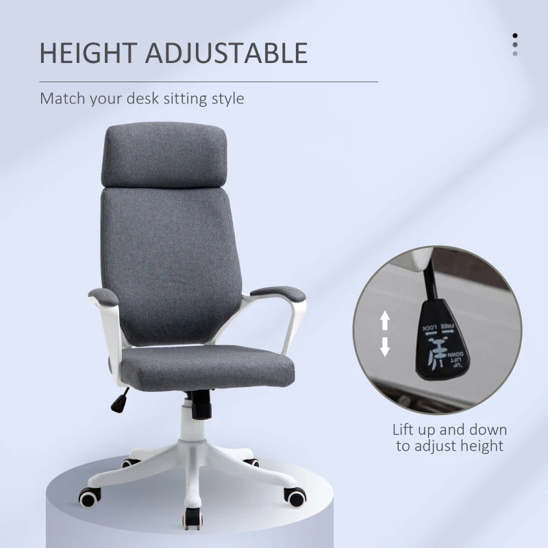 Grey Ergonomic High Back Office Chair with Headrest and Lumbar Support
