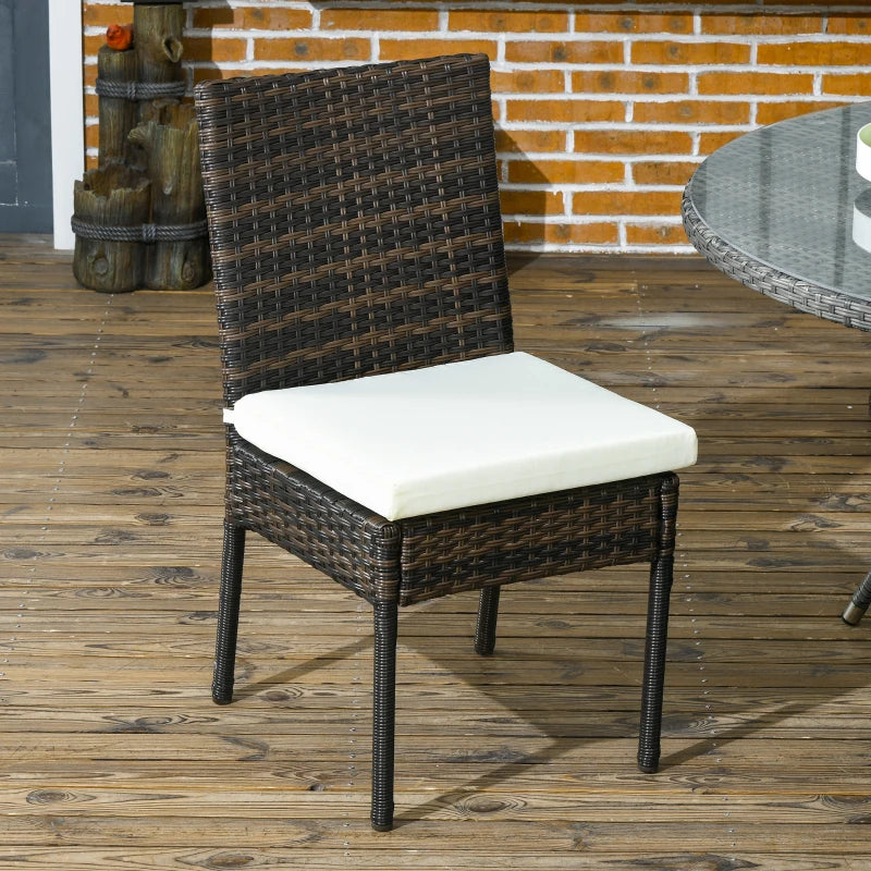 Brown Rattan Armless Garden Chairs Set of 2