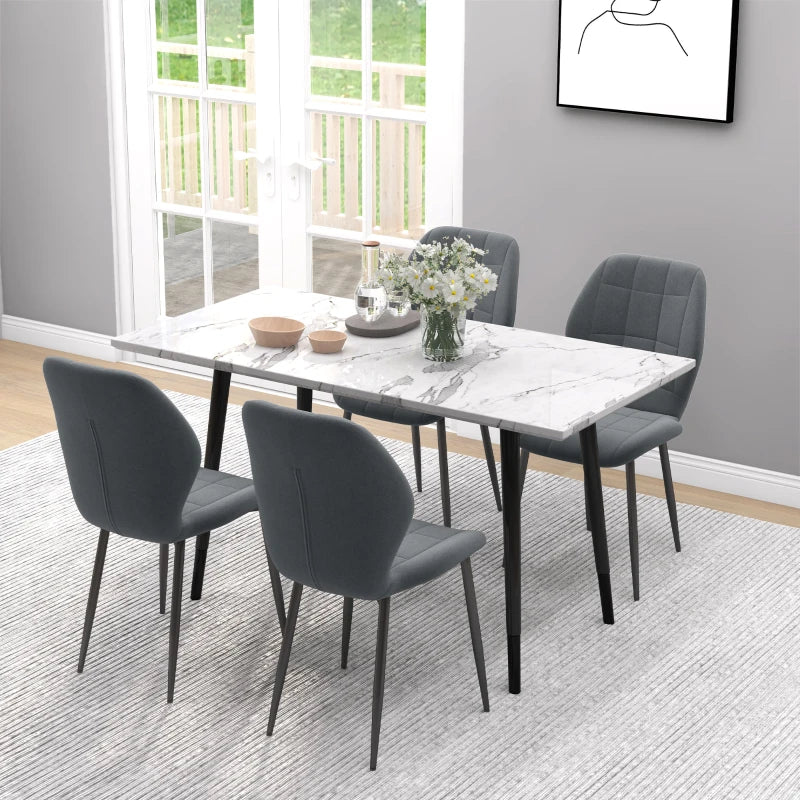 Set of 4 Dark Grey Flannel Tub Dining Chairs