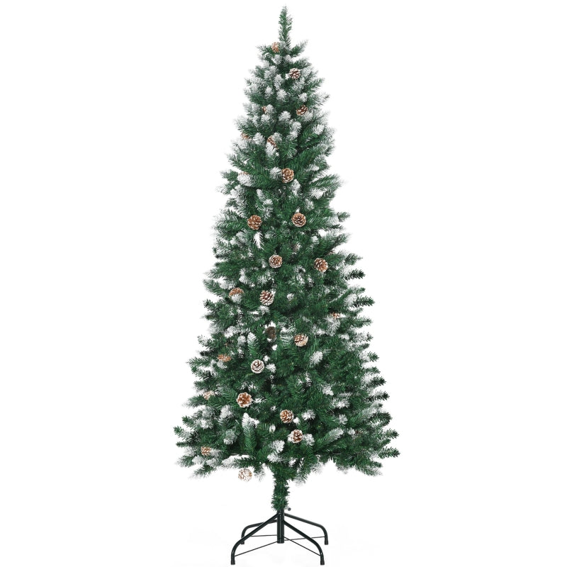 6 Ft Snowy Pine Cone Christmas Tree - Indoor Decor - Green & White