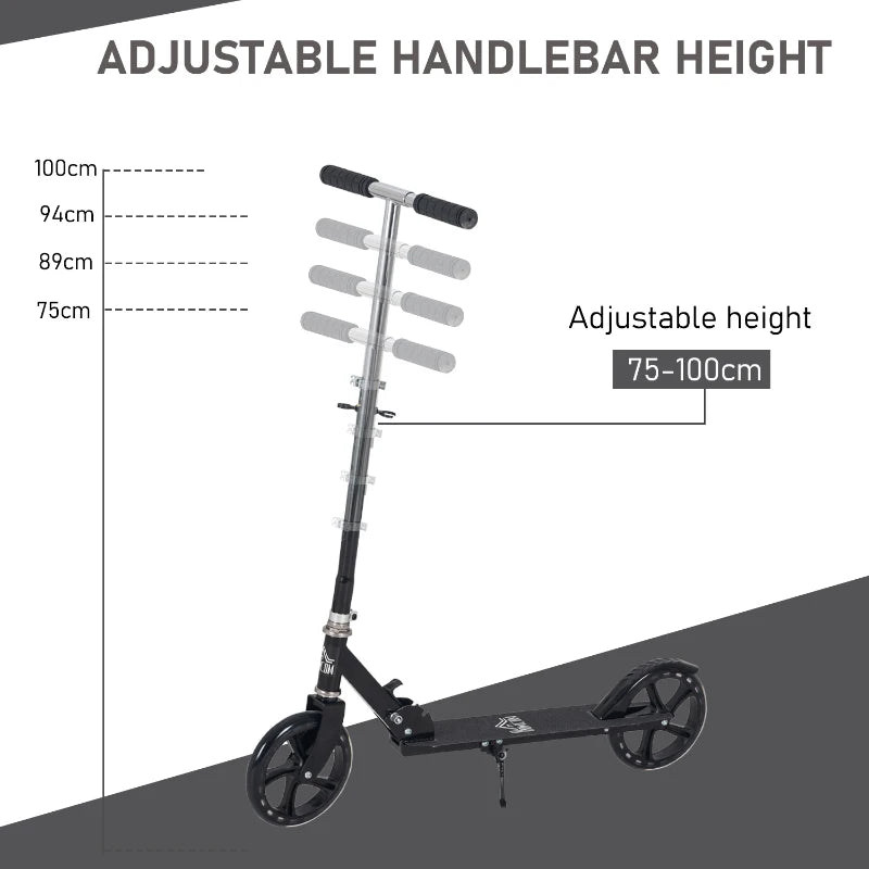 Blue Kids Foldable Kick Scooter with Adjustable Height and Rear Brake