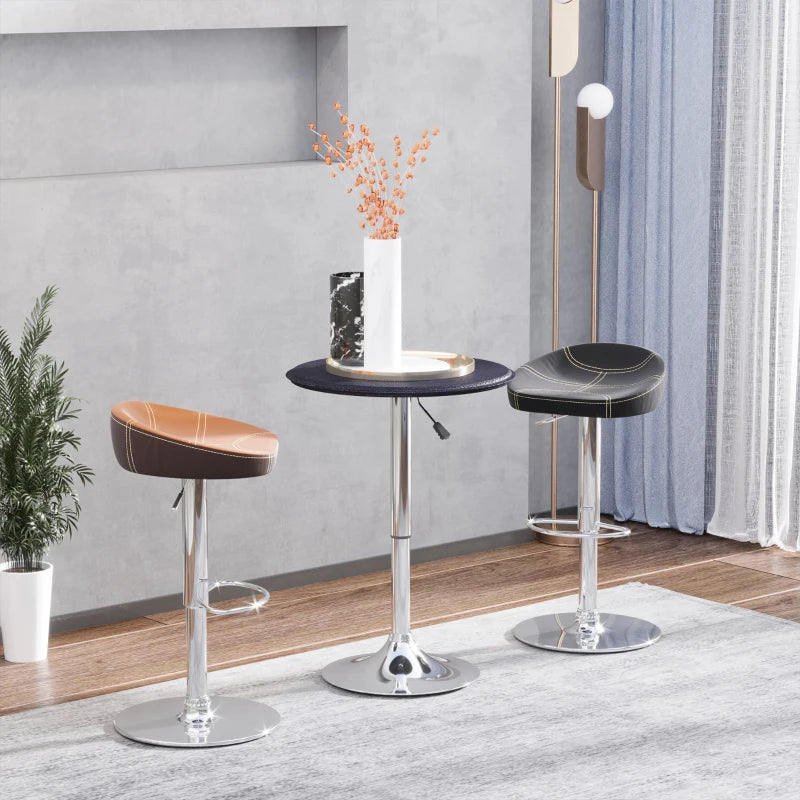 Black Round Bistro Bar Table with Adjustable Height