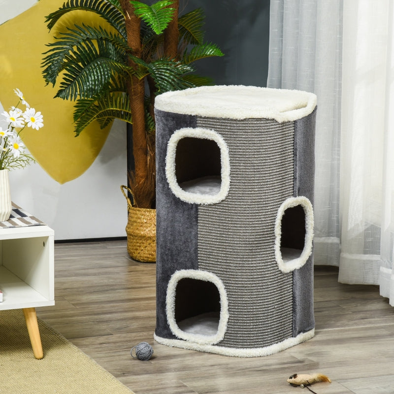 Grey Sisal Cat Barrel with Plush & Fleece