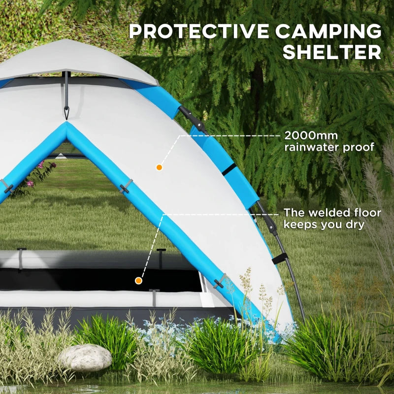 Blue Two-Person Camping Tent with Accessories