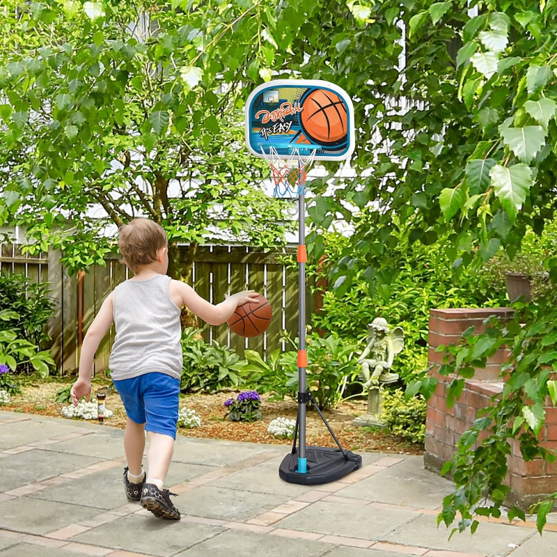 Blue Adjustable Kids Basketball Hoop Set with Ball