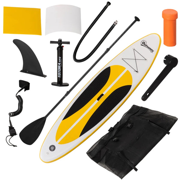 White Inflatable Stand Up Paddle Board Kit - Youth & Adult Beginners