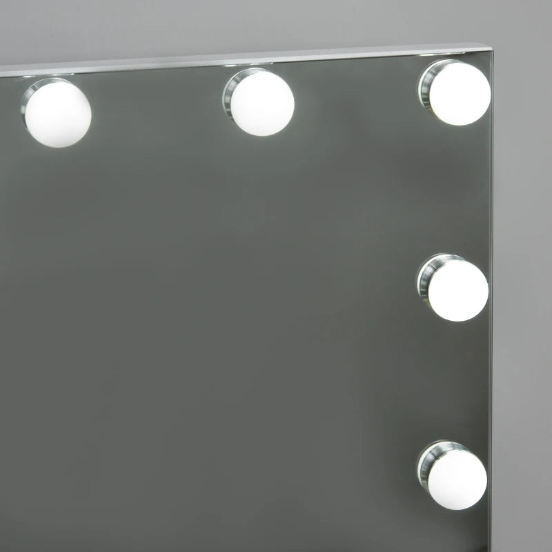 White Hollywood Vanity Mirror with 12 Dimmable LED Bulbs