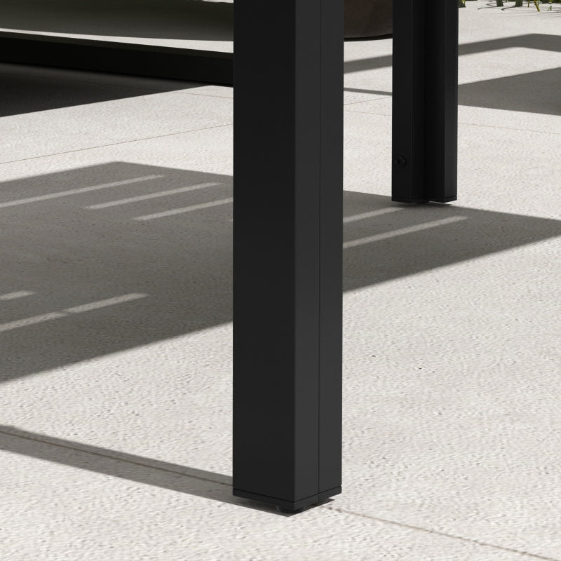 Black Steel Frame Rectangular Outdoor Patio Side Table