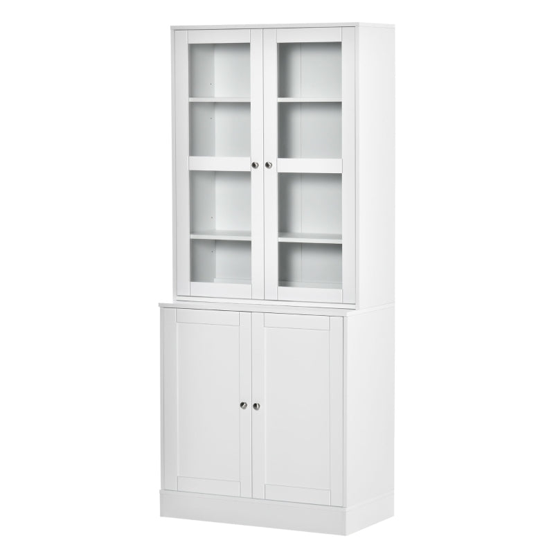 White Modern Bookcase with Doors and Adjustable Shelves