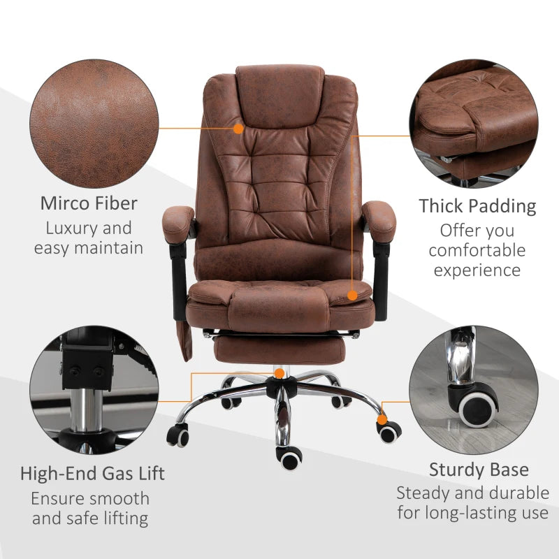 Brown Heated Massage Office Chair with Footrest