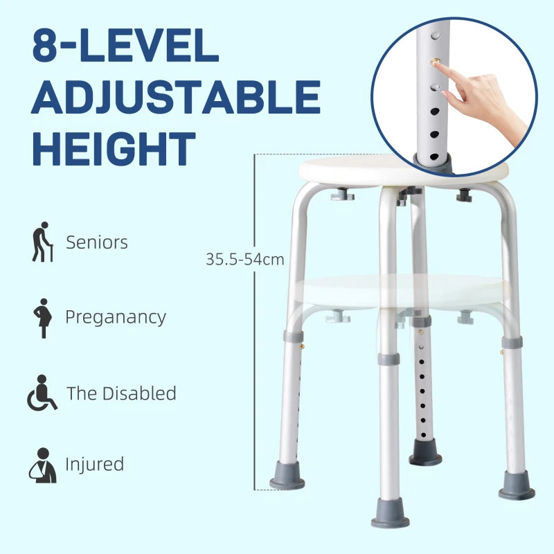 Adjustable White Bath Chair for Elderly - Safety Shower Seat