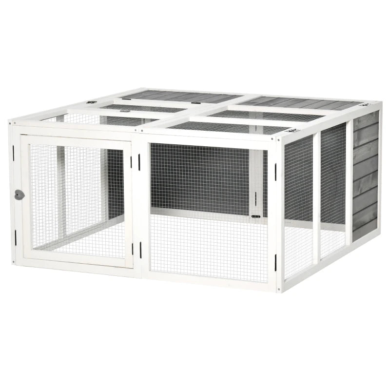 Grey 48 Inch Rabbit Hutch with Openable Roof