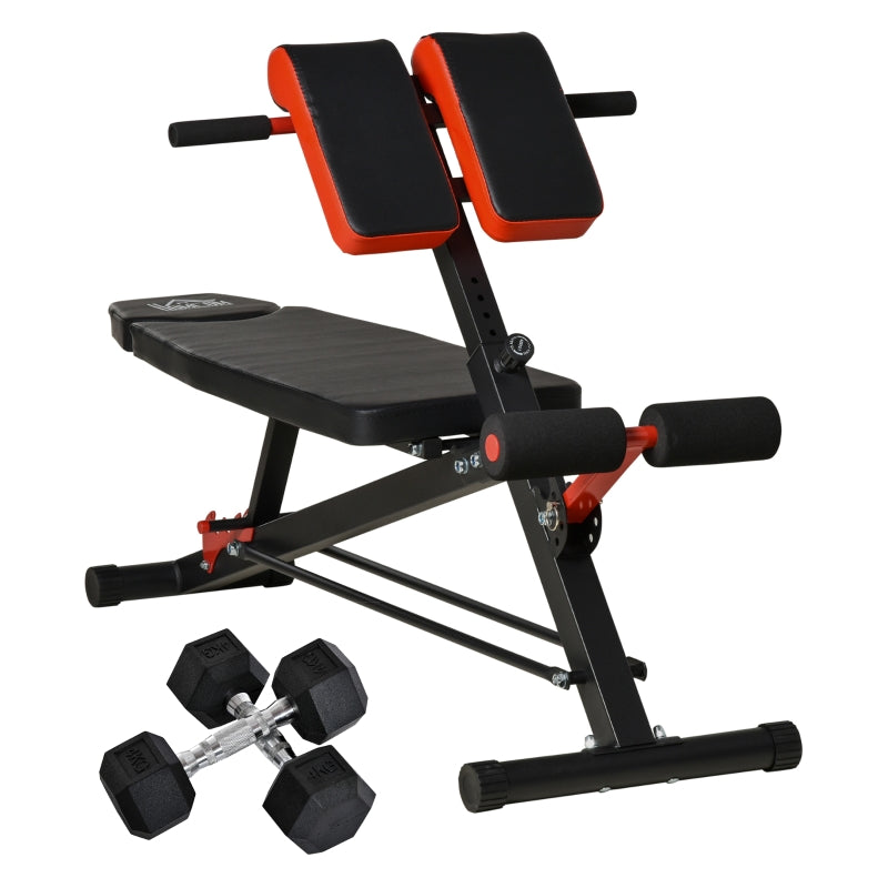 Adjustable Weight Bench Set with Dumbbells - Black