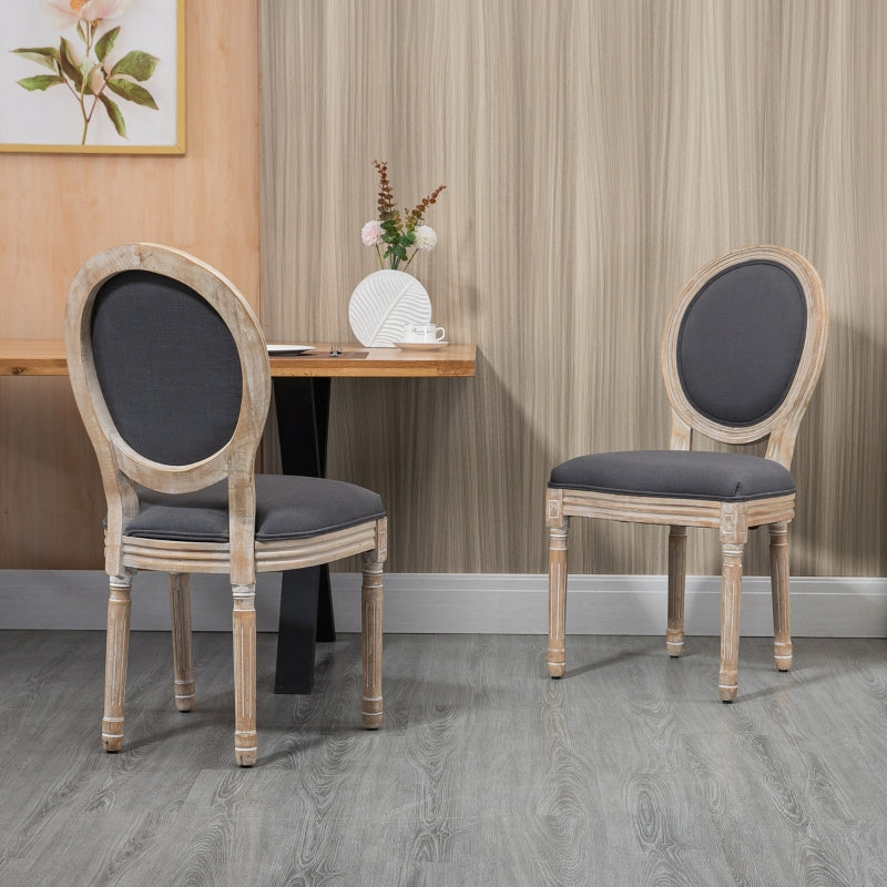 Grey French-Style Wooden Dining Chairs Set of 2