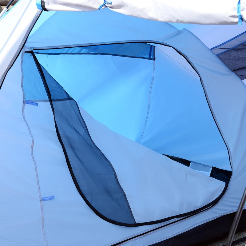 6-Person Blue & White UV Protection Camping Tunnel Tent