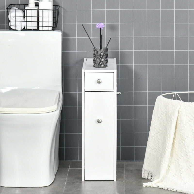 White Slim Bathroom Storage Cabinet with Drawers