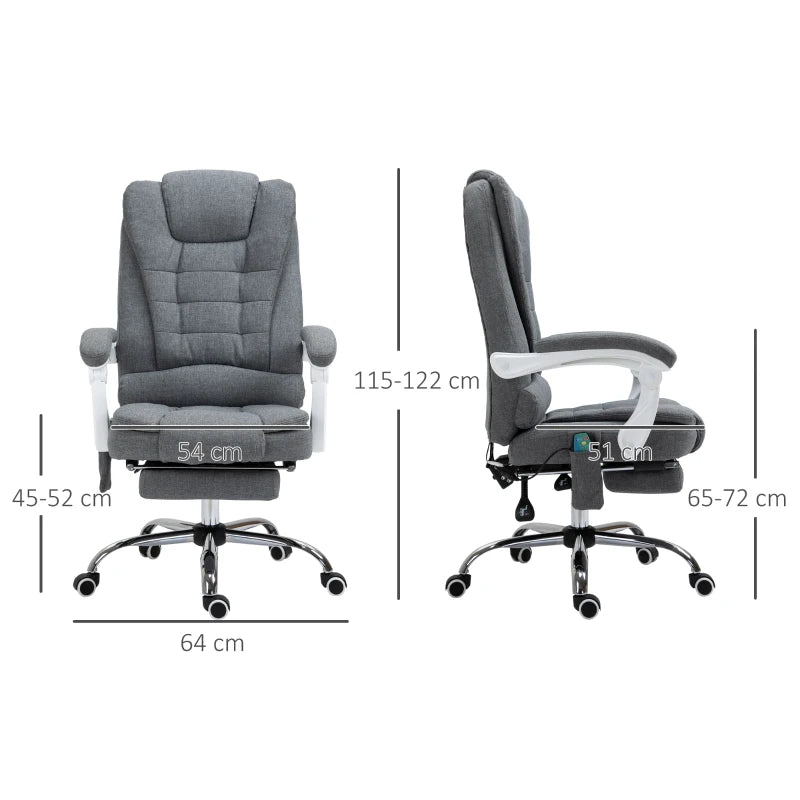 Grey Heated Massage Office Chair with Footrest