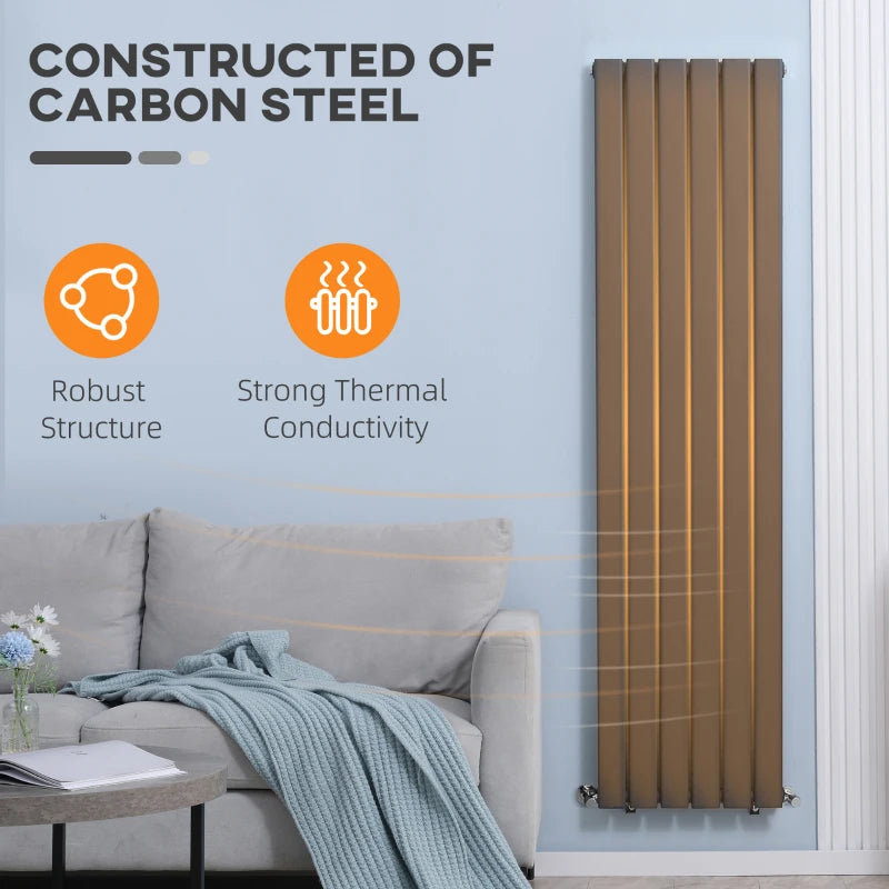 Grey Vertical Designer Radiator - 456 x 1800 mm Double Panel Wall Heater