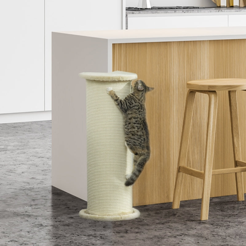 Beige 85cm Cat Scratching Post with Sisal Rope & Plush