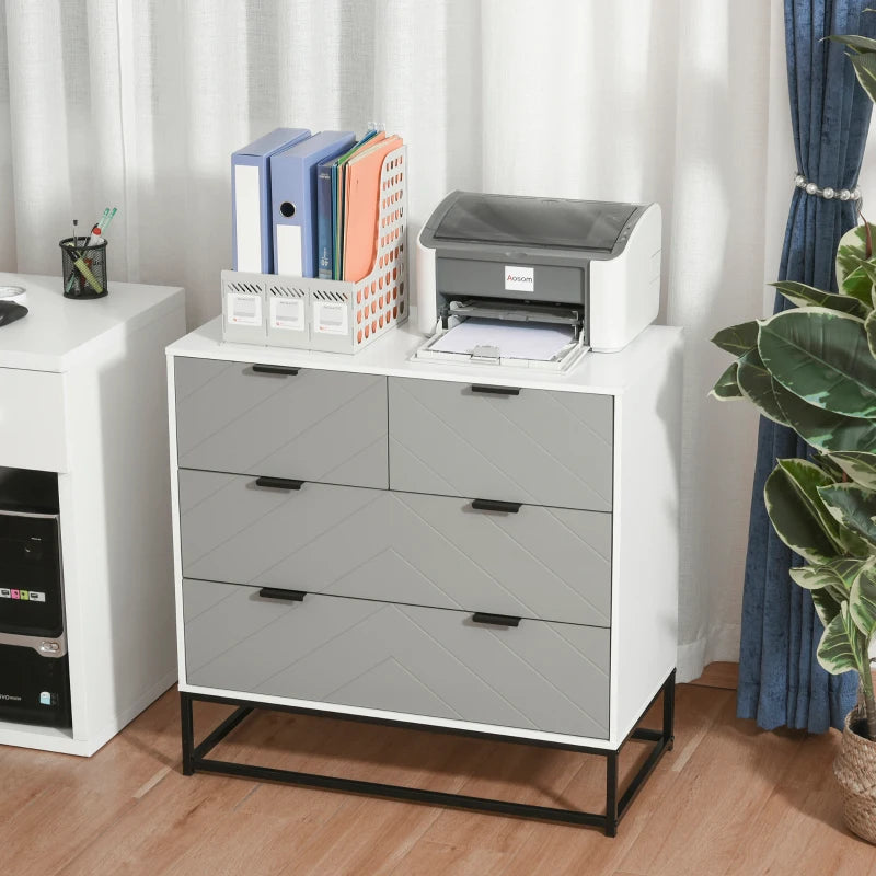 Modern White Chest of Drawers with Metal Handles