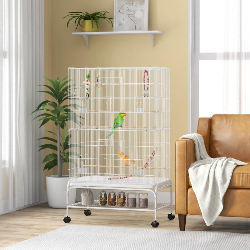 White Bird Cage Set for Canaries & Finches