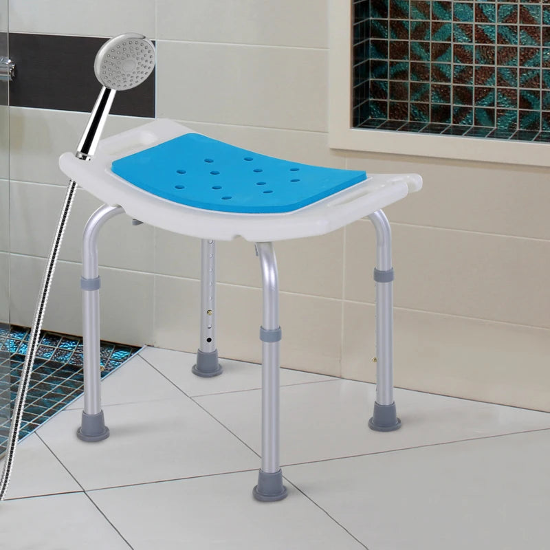 Aluminium Adjustable Bath Stool Chair - Grey Non-Slip Shower Seat