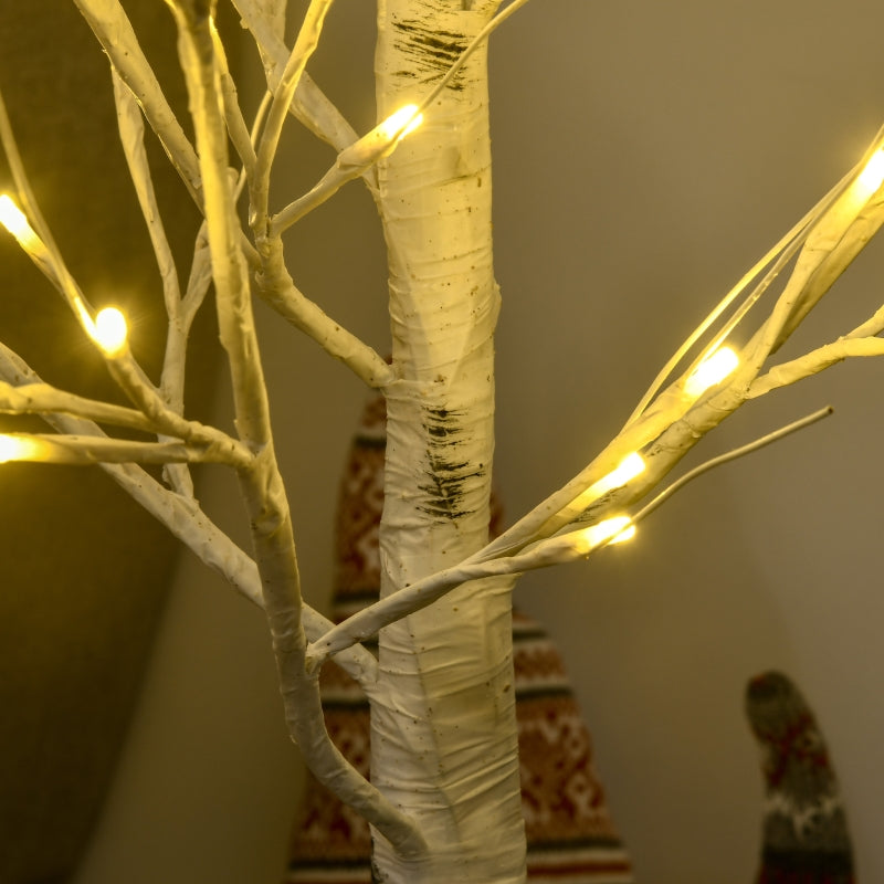 4ft White Birch Tree with Warm White LED Lights - Indoor/Outdoor