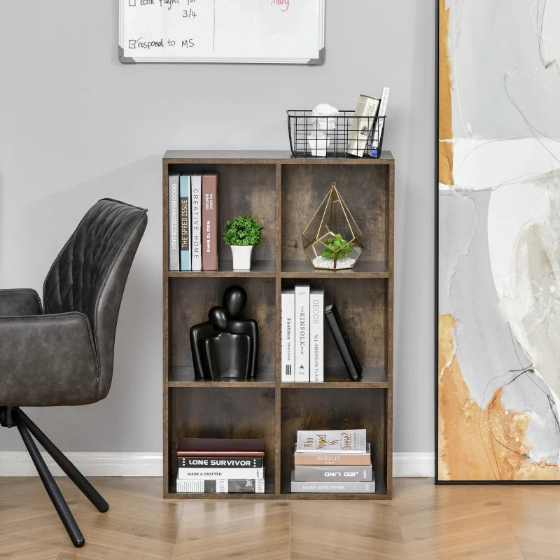 Rustic Brown Cubic Bookcase Shelves - Study, Living Room, Office Storage