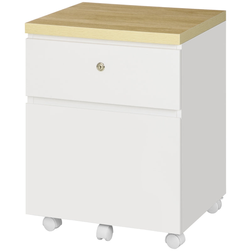 White 2-Drawer Locking Filing Cabinet for Legal Size Files