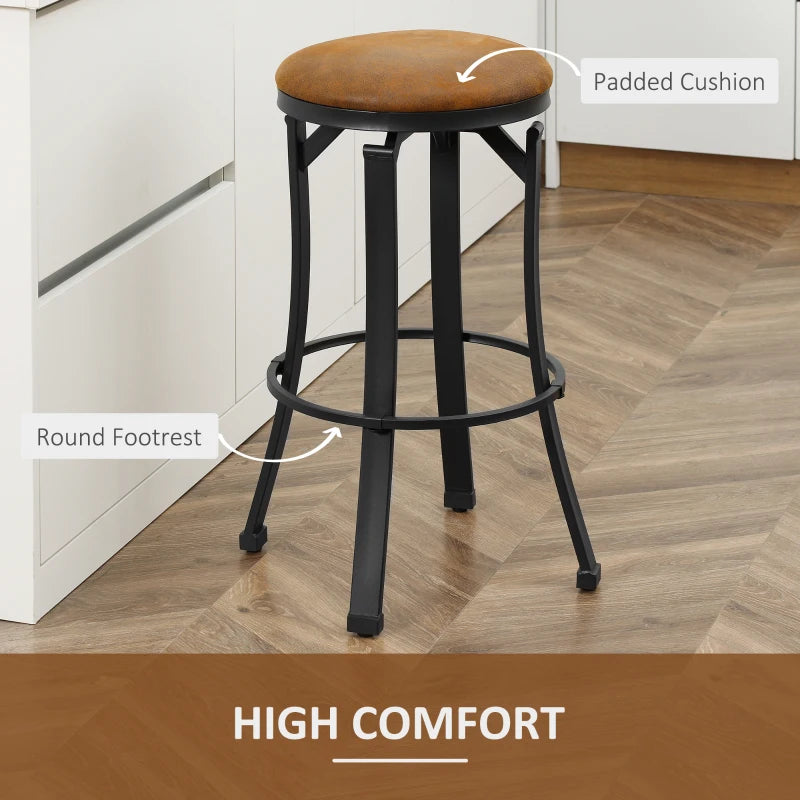 Brown Microfiber Breakfast Bar Stools, Set of 2 with Footrest