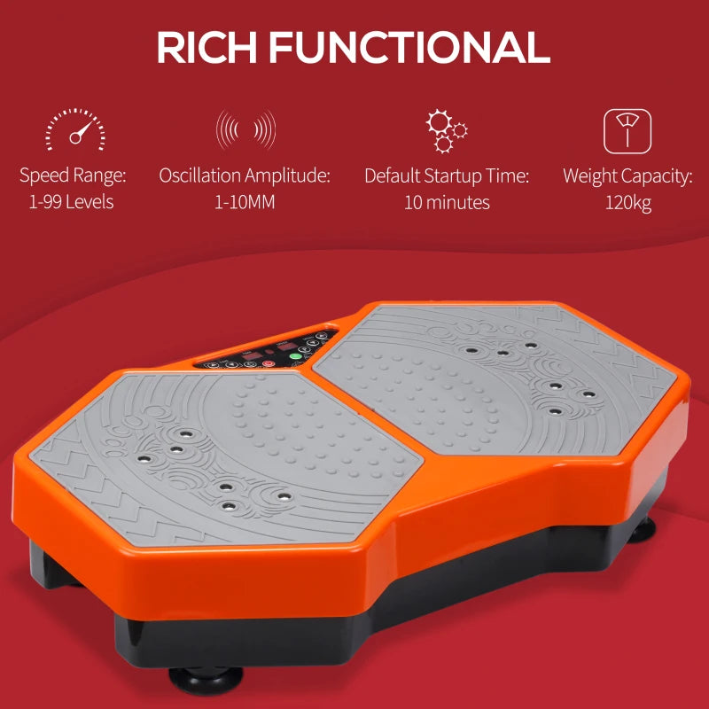 Orange & Grey Vibration Plate with Remote Control and Resistance Bands