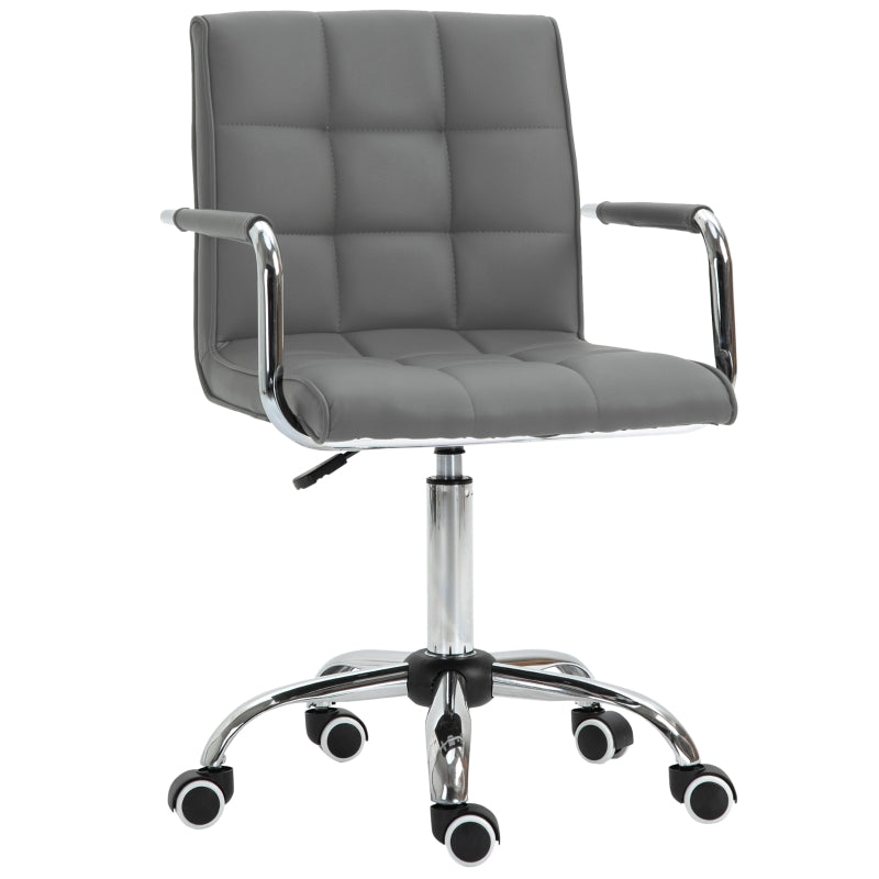 Grey PU Leather Office Desk Chair with Swivel Wheels