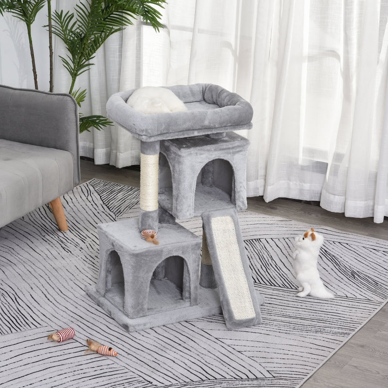 Grey Cat Scratching Post Tower for Indoor Cats - 83cm