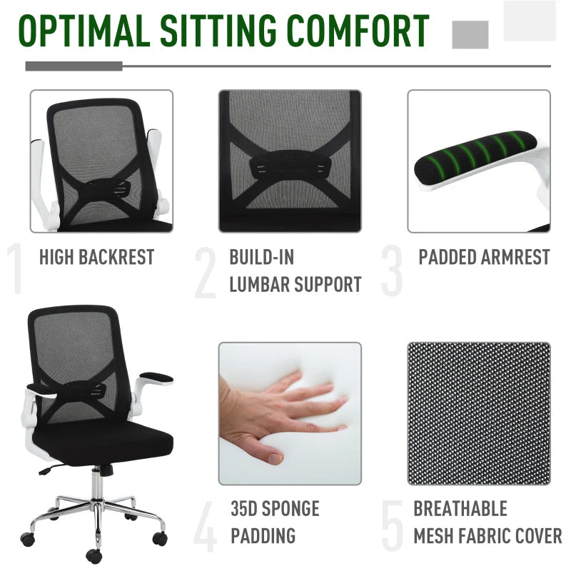 Black Mesh Swivel Office Chair with Folding Back