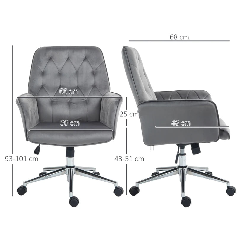 Dark Grey Linen Swivel Computer Chair with Armrest & Adjustable Height