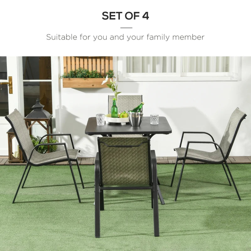 4-Piece Stacking Rattan Garden Seat Set - Mixed Grey