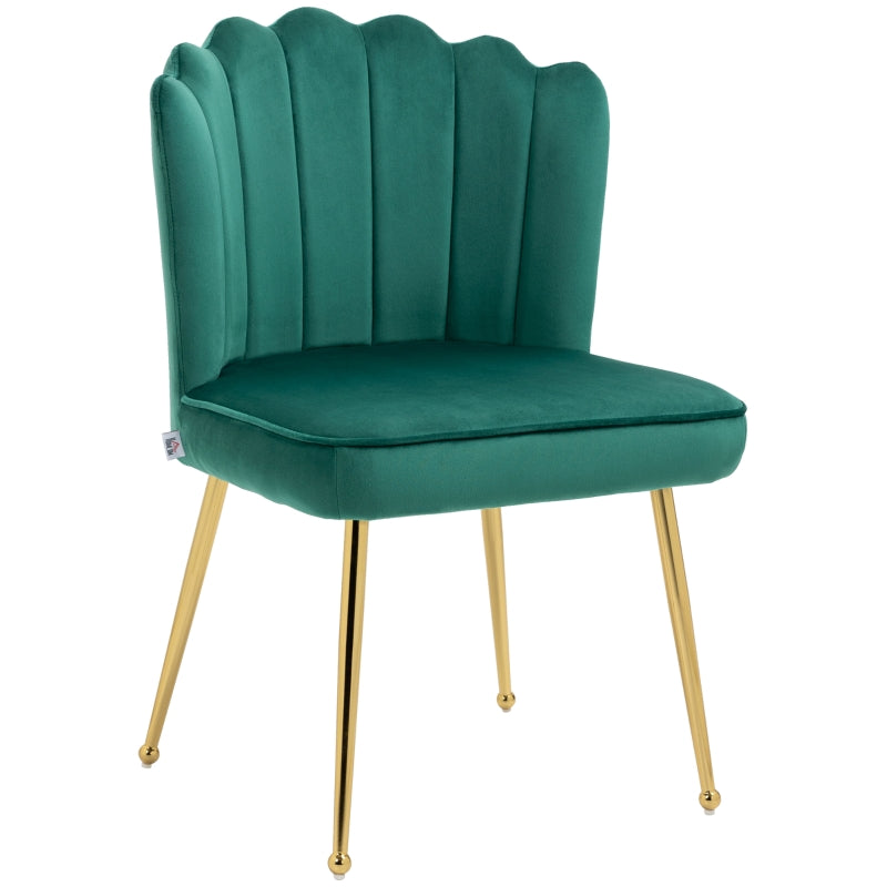 Green Velvet Accent Chair with Gold Metal Legs