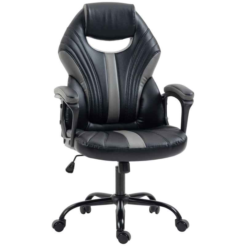 Black Faux Leather Gaming Chair with Swivel Wheels