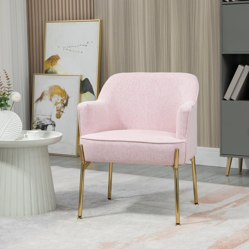 Modern Pink Fabric Accent Chair with Metal Legs
