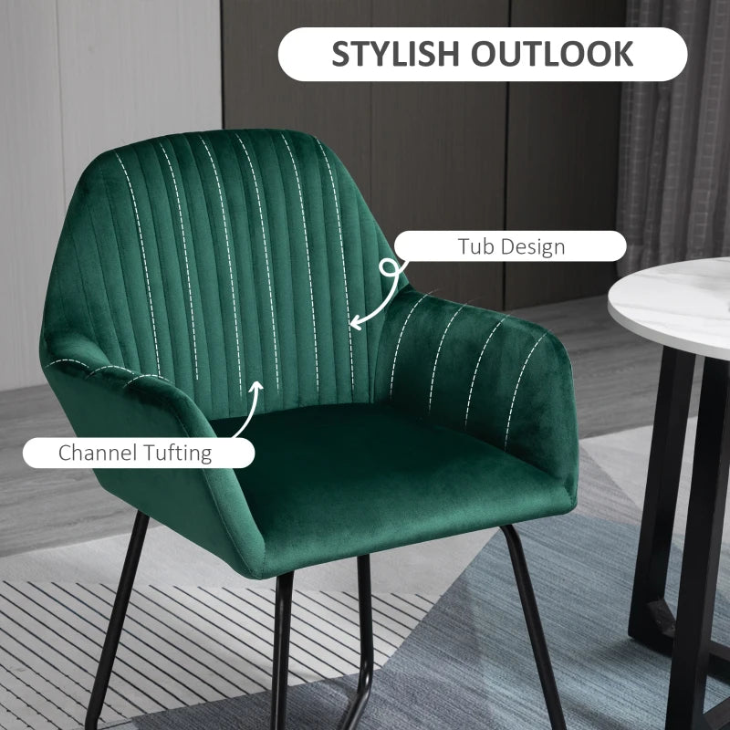 Green Modern Upholstered Armchair with Metal Base for Living Room