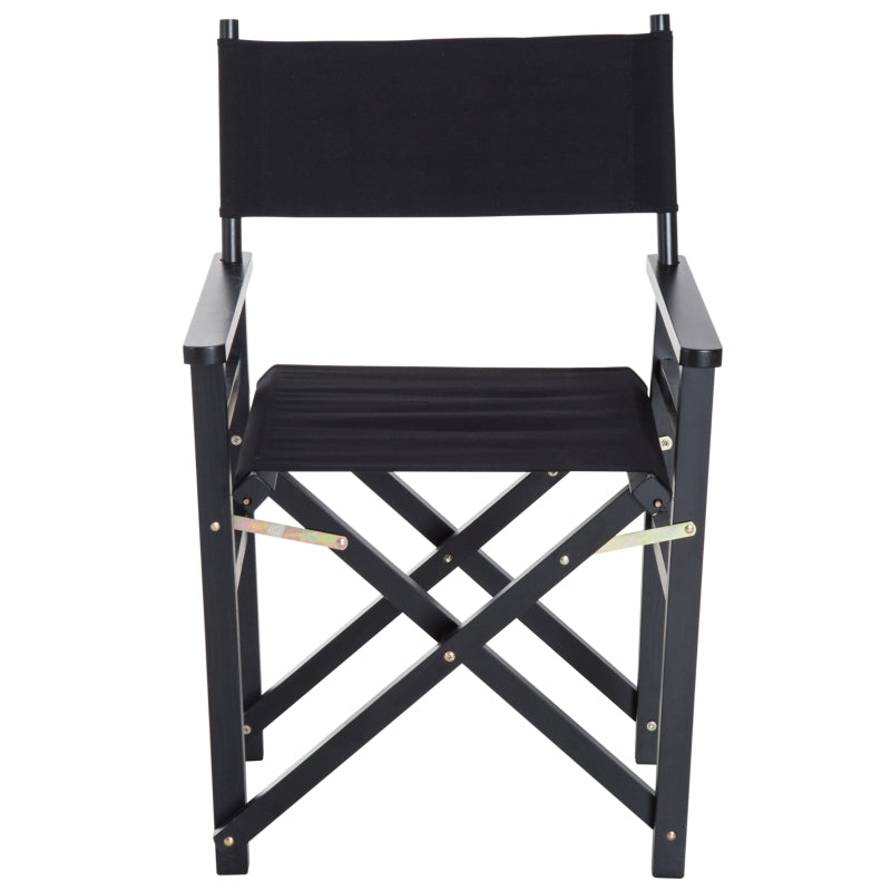 Black Folding Directors Chair with Beech Wooden Frame