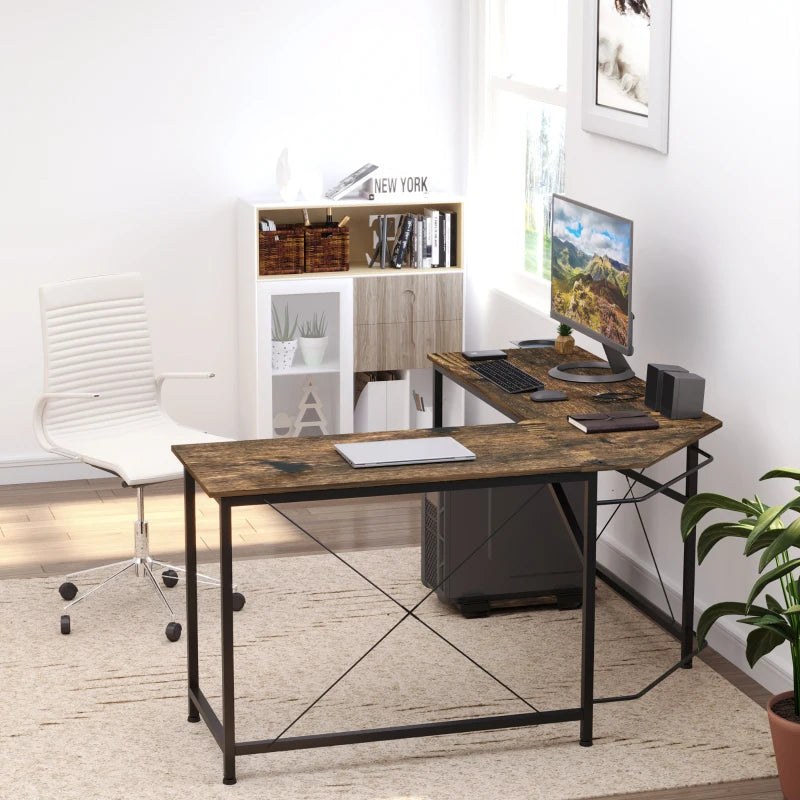 L-Shaped Black Gaming Desk - Home Office Computer Workstation