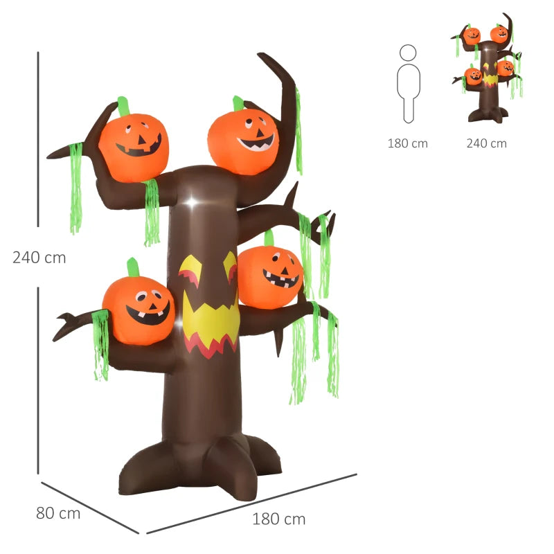 Spooky 2.4m Halloween Inflatable Ghost Tree with Pumpkins & LEDs