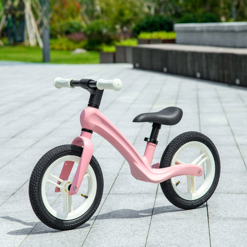 12" Pink Balance Bike for Kids - Lightweight No-Pedal Training Bike with Adjustable Seat